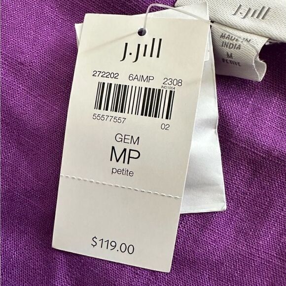 J.Jill Purple Linen Blend Button Front Midi Dress Petite Medium NWT - Picture 5 of 7